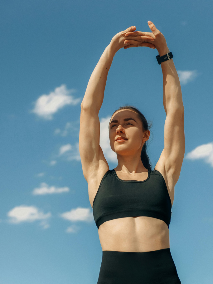 Longevity: Woman stretching after sport